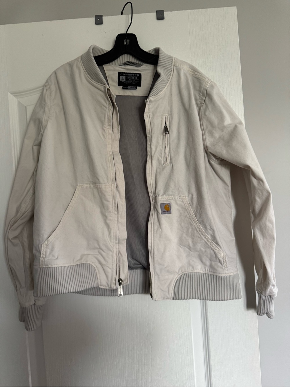 Carhartt NWOT Off-White Canvas Bomber Jacket.